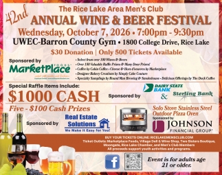 42nd Rice Lake Area Men's Club Annual Wine & Beer Festival