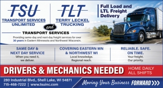 Transport Services Unlimited of Shell Lake