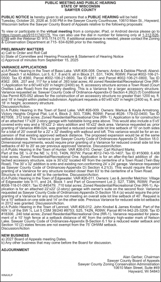 Sawyer County Board of Appeal