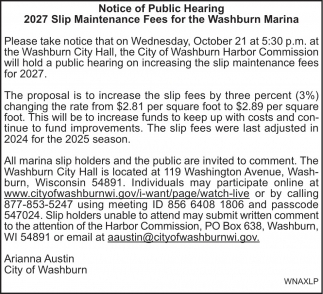 City Of Washburn Harbor Commission