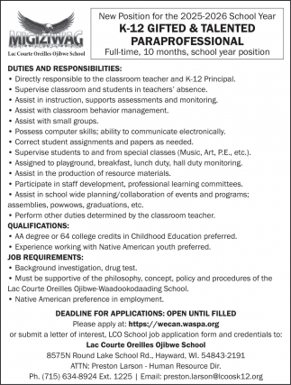 Lac Courte Oreilles Ojibwe School