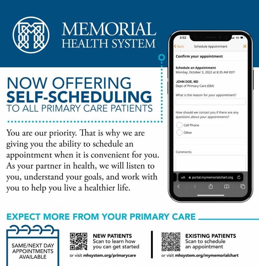 Now Offering Self-Scheduling to All Primary Care Patients