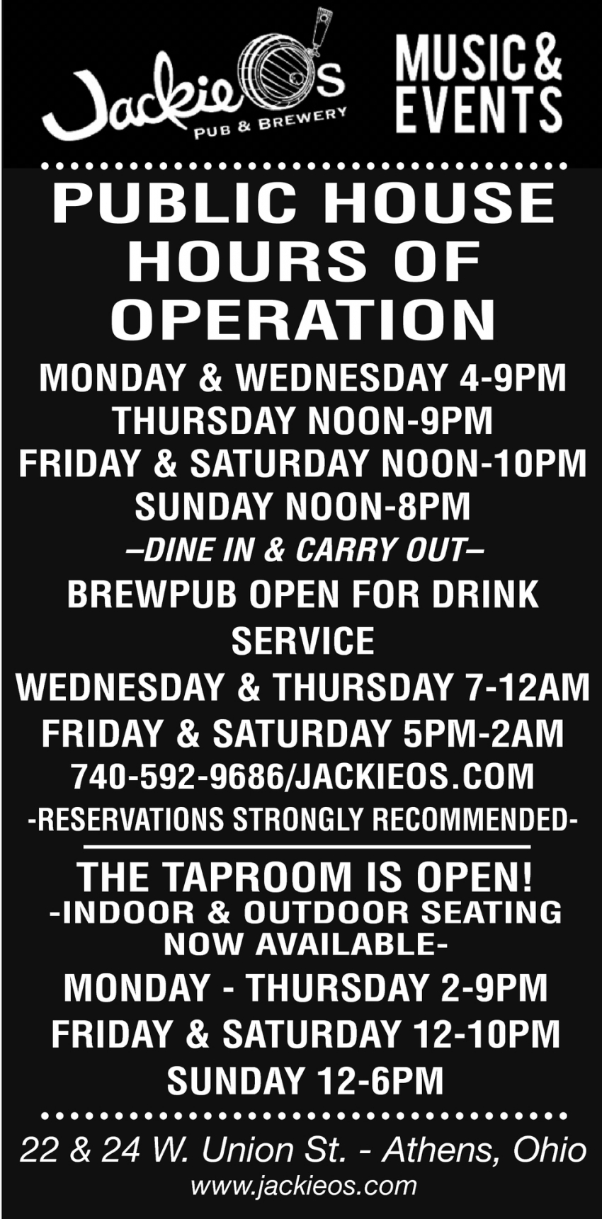 Public House Hours Of Operations
