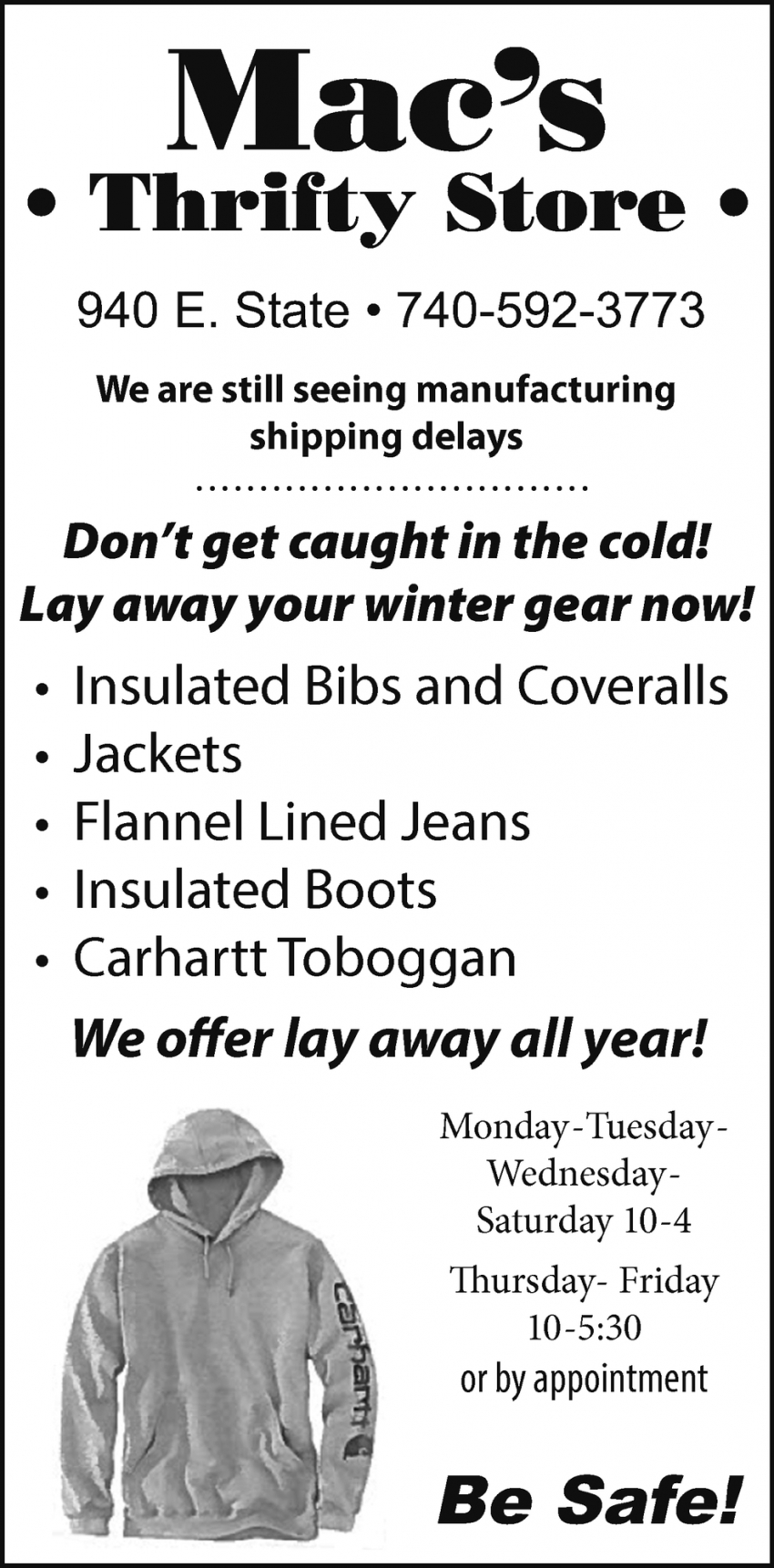 We Offer Lay Away All Year!