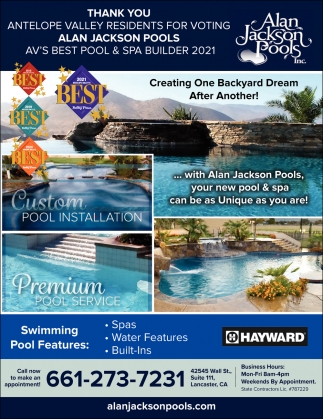 Av's Best Pool & Spa Builder 2021, Alan Jackson Pools Inc, Lancaster, CA