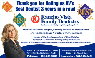 Thank You for Voting Us AV's Best Dentist 3 Years in a Row!