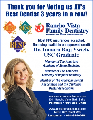 Thank You for Voting Us AV's Best Dentist 3 Years in a Row!