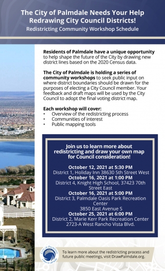 The City of Palmdale Is Holding a Series of Community Workshops