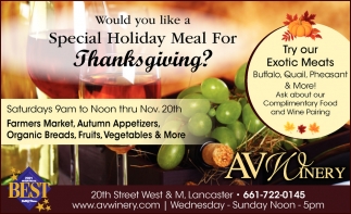 Would You Like a Special Holiday Meal for Thanksgiving?