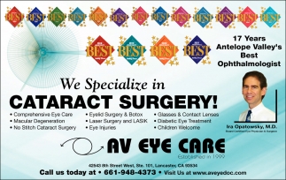 We Specialize in Cataract Surgery!