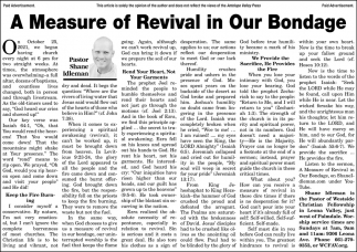 A Measure of Revival in Our Bondage