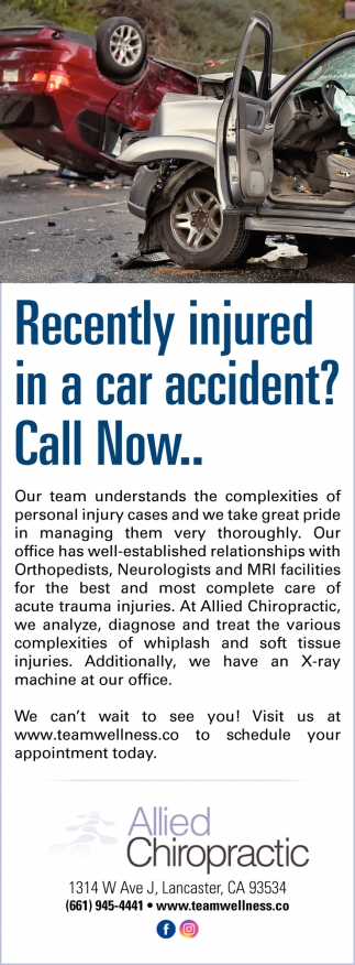 Recently Injured in a Car Accident? Call Now