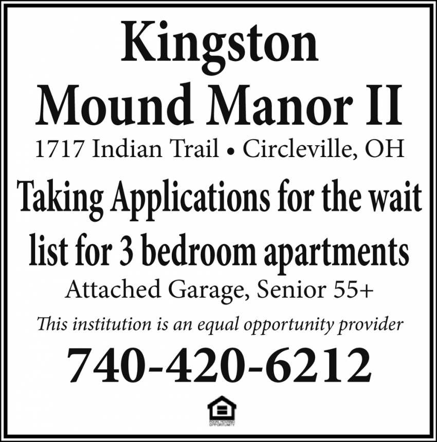 3 Bedroom Apartments, Kingston Mound Manor, Circleville, OH