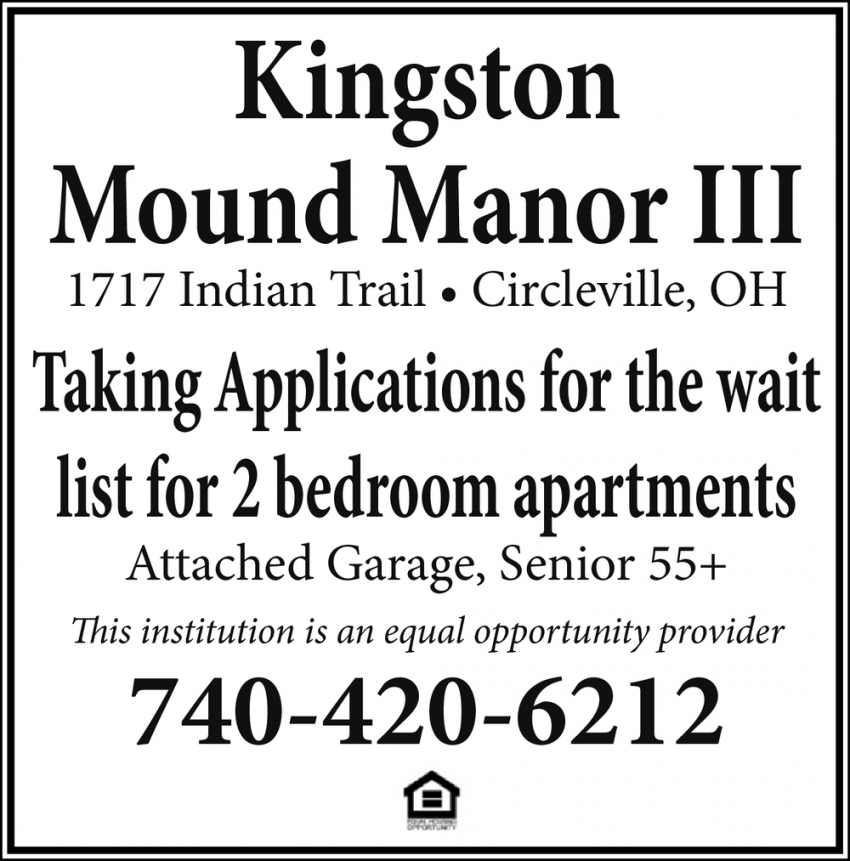 2 Bedroom Apartments, Kingston Mound Manor, Circleville, OH