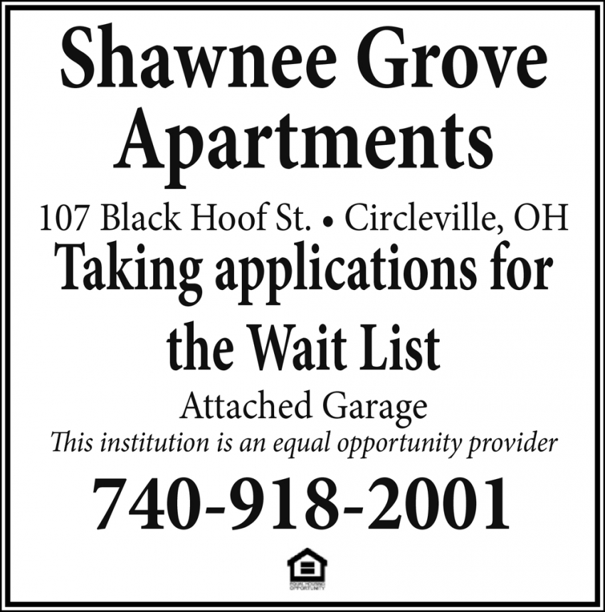 Taking Applications, Shawnee Grove Apartments, Circleville, OH