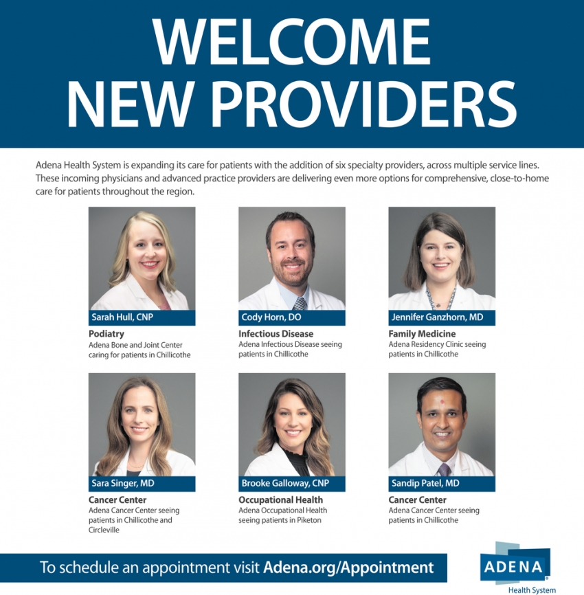 New Providers, Adena Health System, Chillicothe, OH