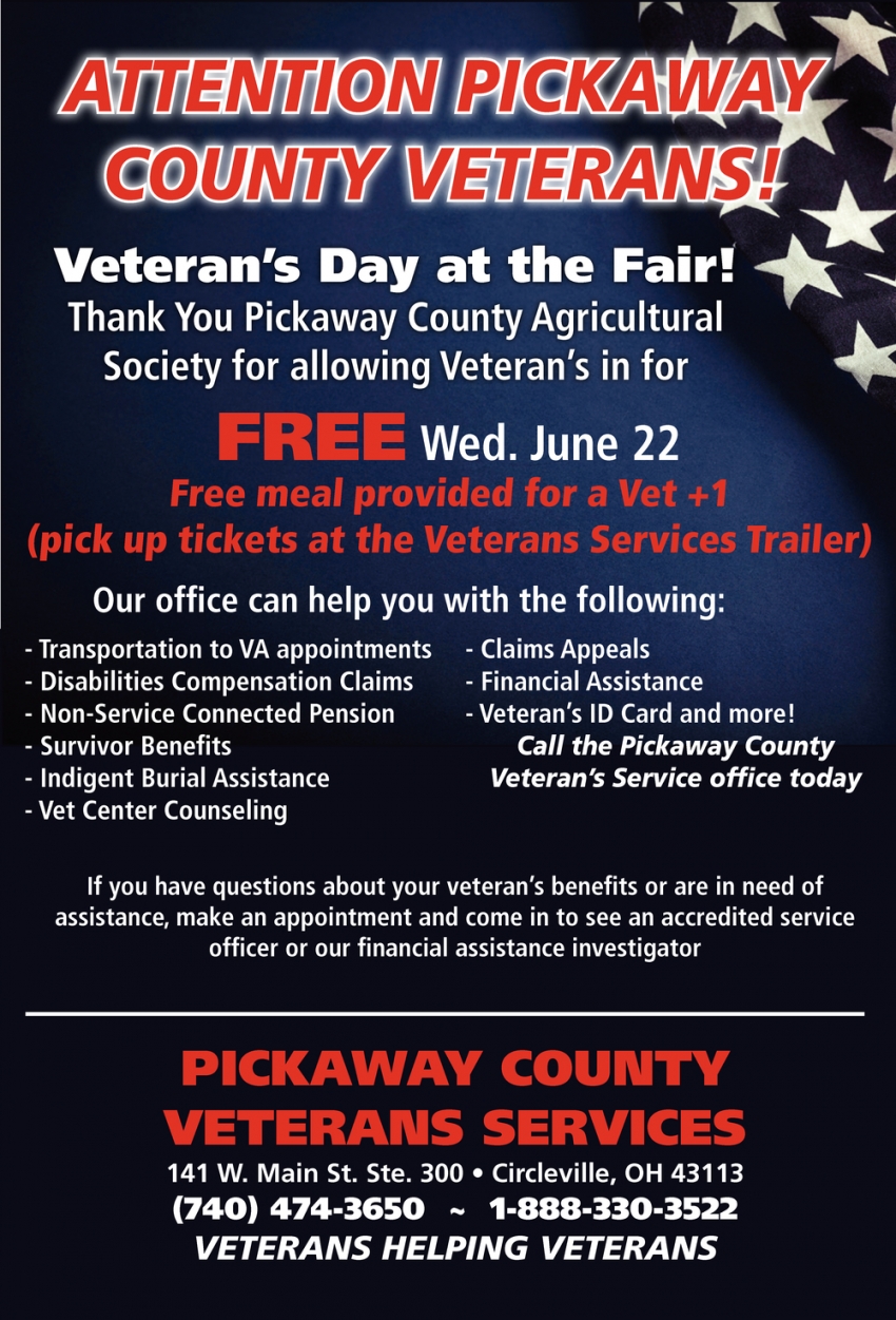 Attention Pickaway County Veterans!