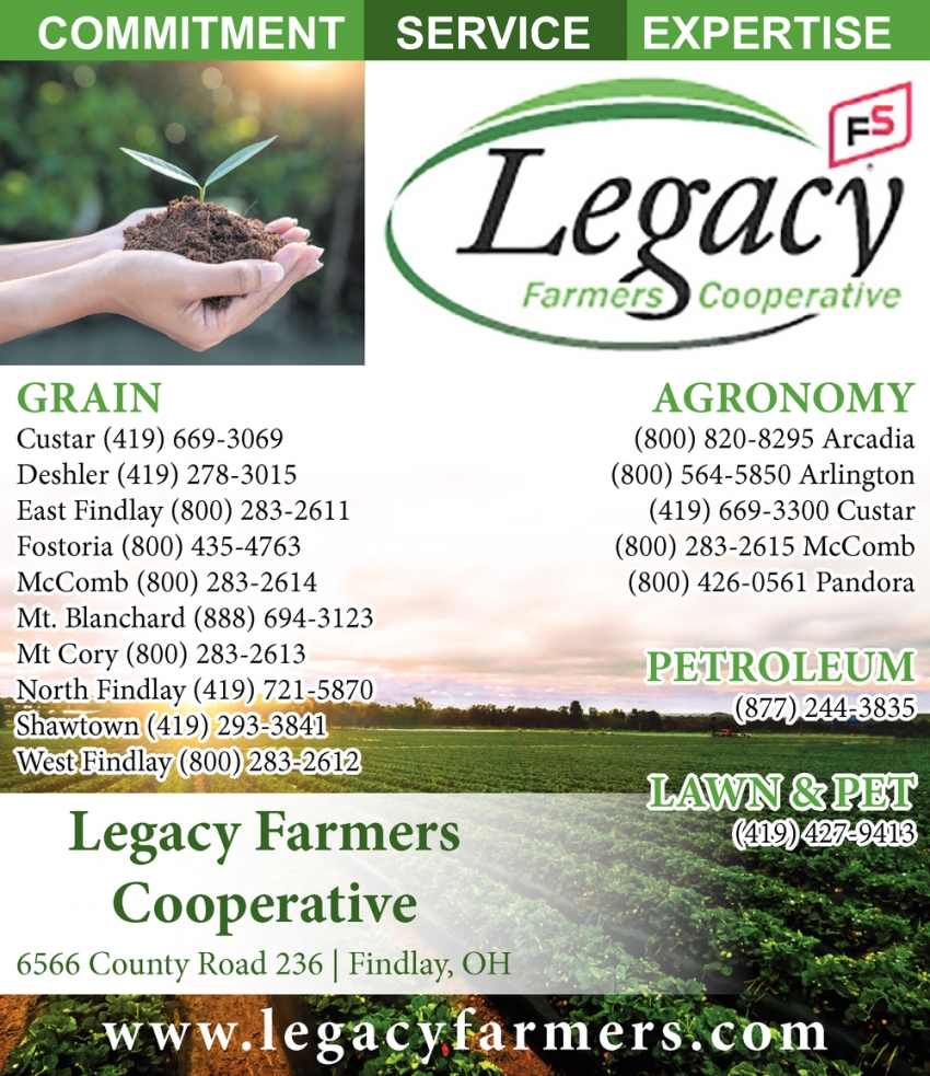 Grain, Agronomy, Lawn & Pet, Legacy Cooperative, Findlay, OH