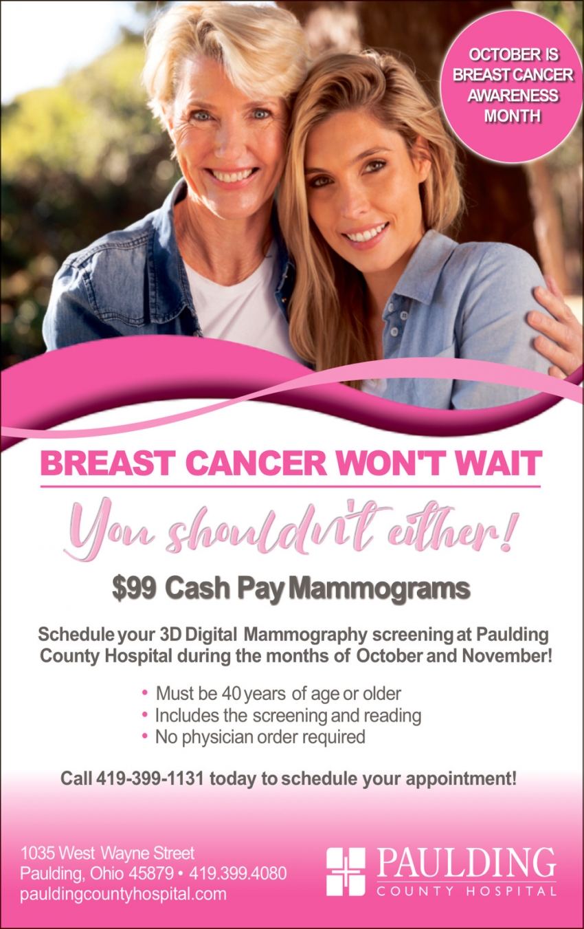 $99 Cash Pay Mammograms