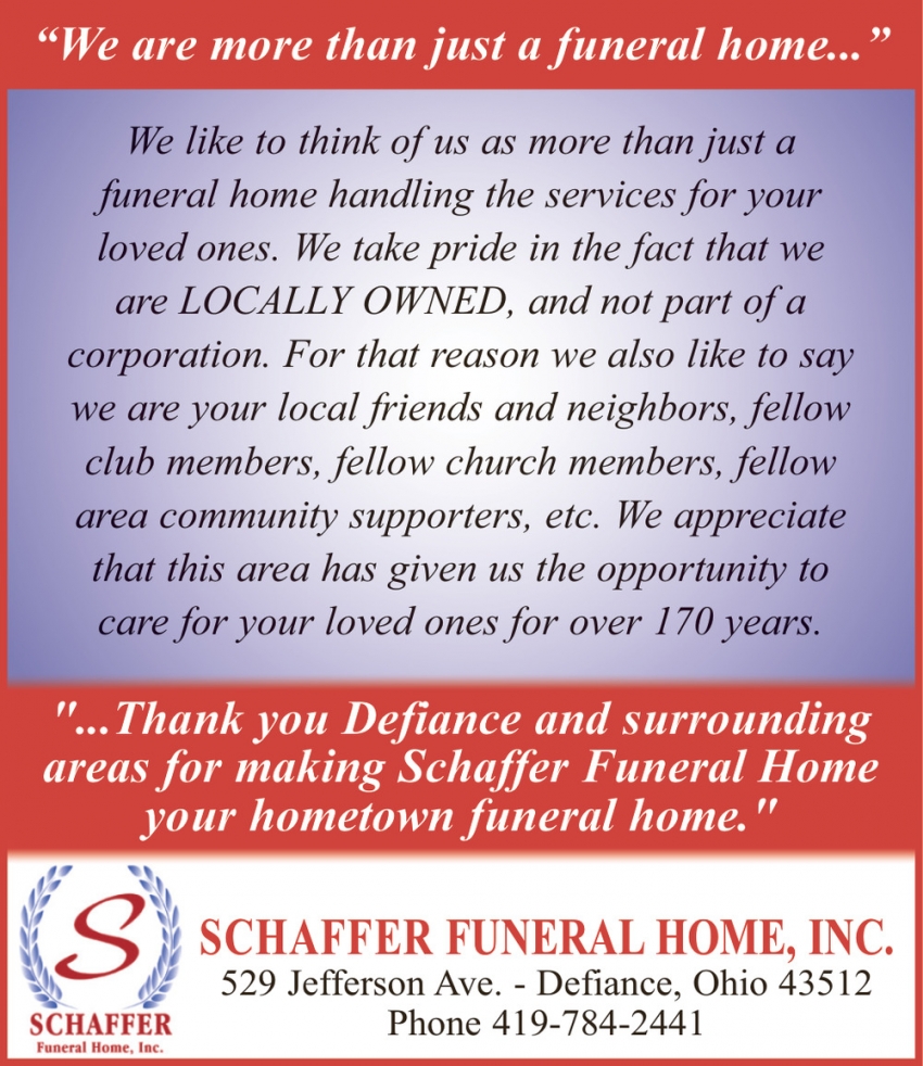 We Are More Than Just a Funeral Home