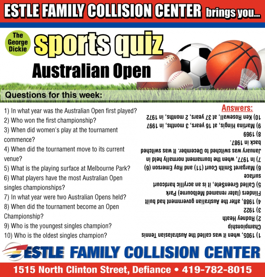 Sport Quiz Australian Open
