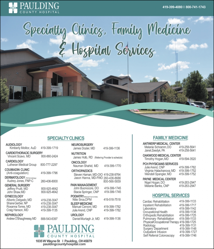 Specialty Clinics, Family Medicine & Hospital Services