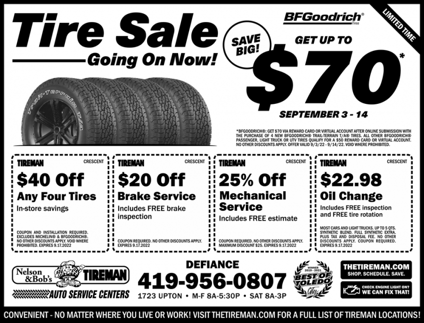 Tire Sale Going on Now