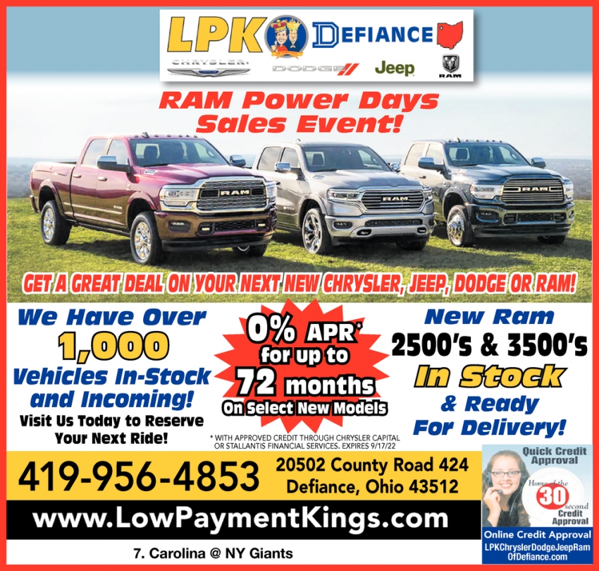Get A Great Deal On Your Next New Chrysler, Jeep, Dodge or Ram