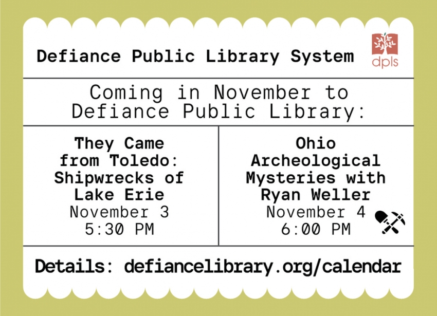 Coming In November To Defiance Public Library