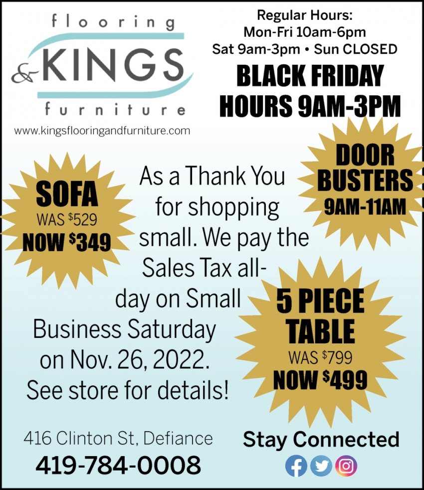 Black Friday Hours 9am - 3pm