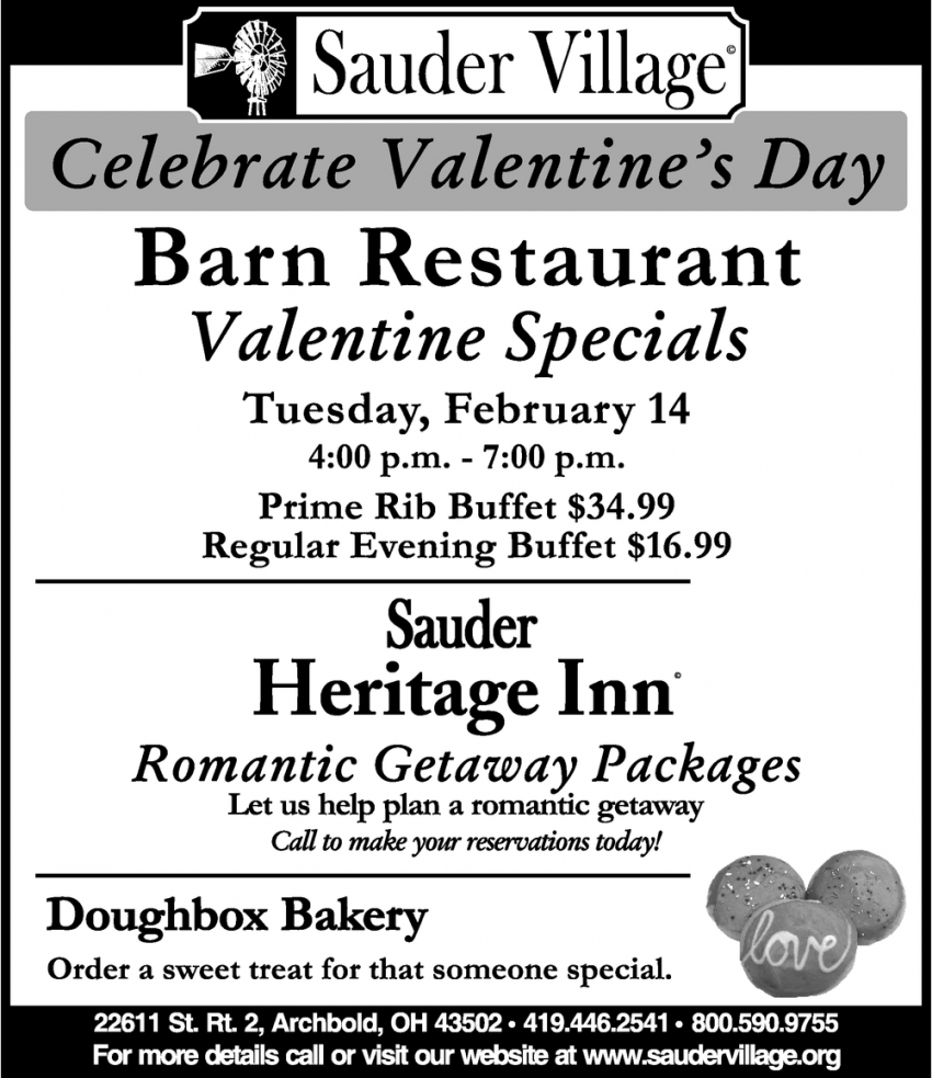 Barn Restaurant Valentine Specials