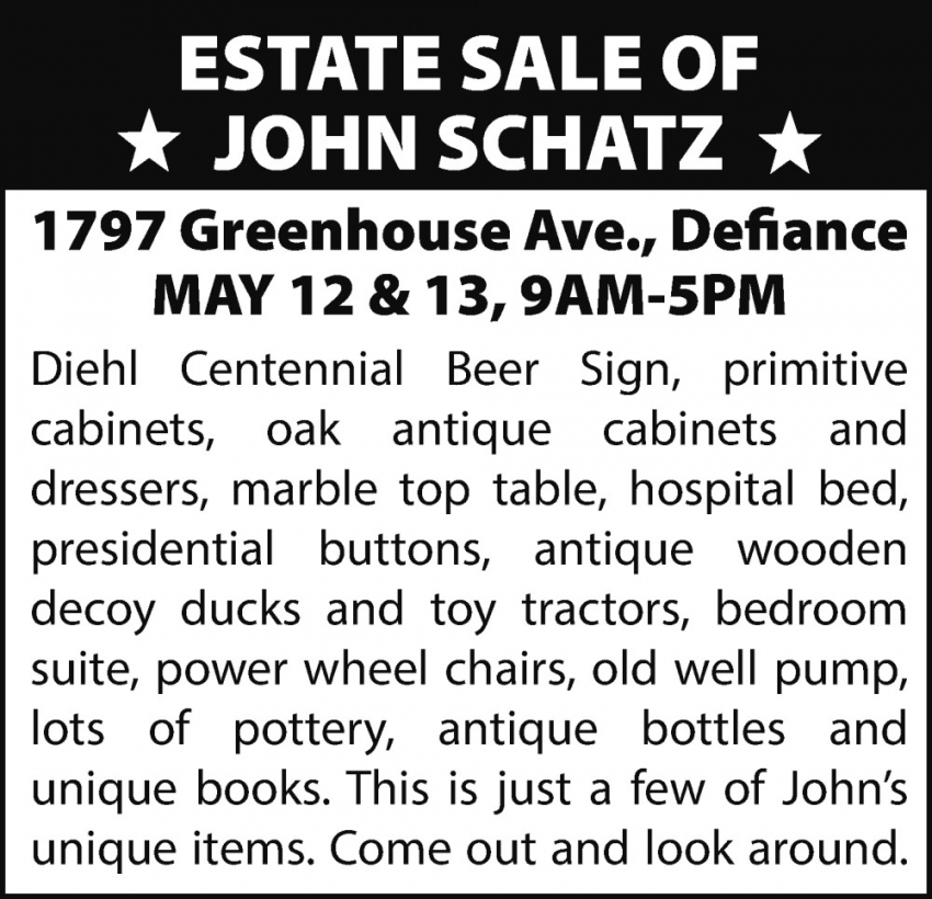 Estate Sale Of John Schatz