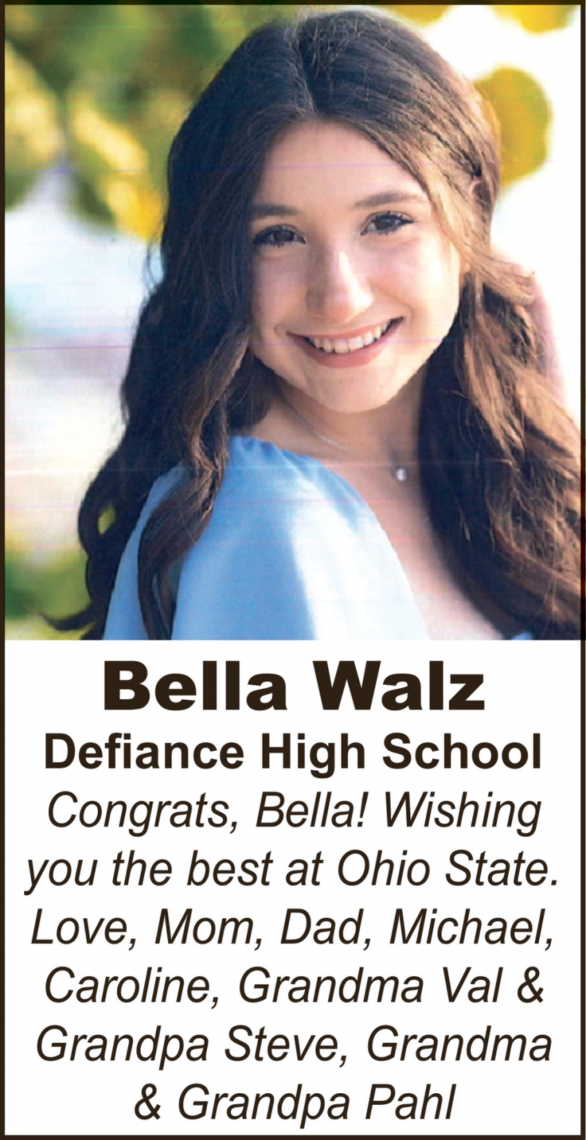 Congrats, Bella!