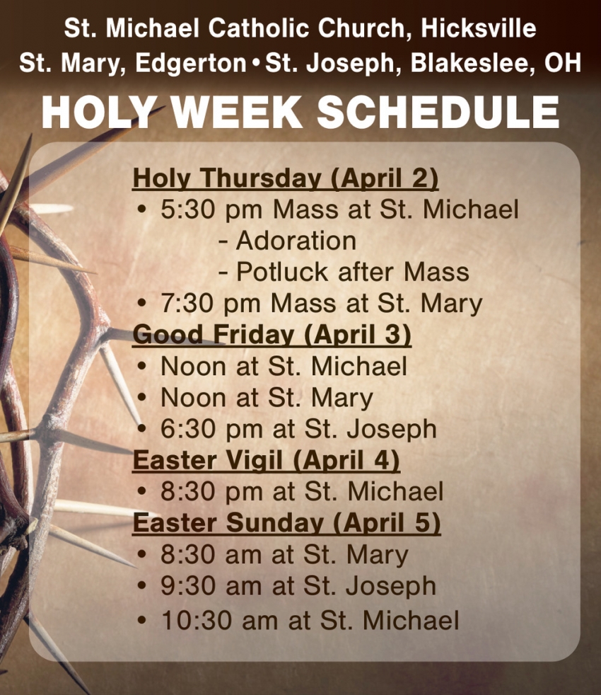 St. Michael's Catholic Church, St. Mary Catholic Church, St. Joseph Chapel