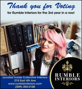 Thank You for Voting for Rumble Interiors for the 3rd Year in a Row!