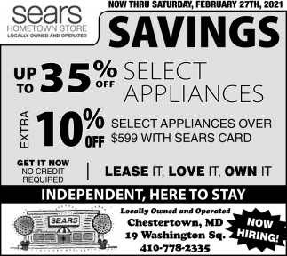 Up To 35% OFF Select Appliances