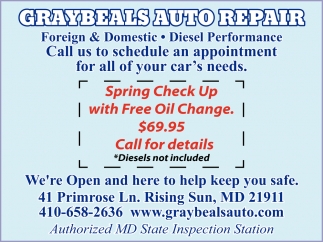 Spring Check Up With Free Oil Change