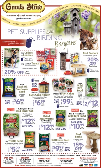 Pet Supplies and Birding Bargains