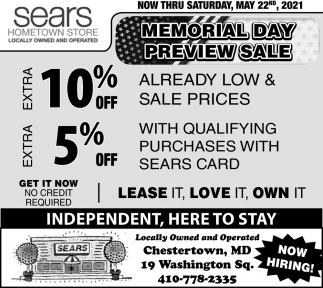Memorial Day Preview Sale