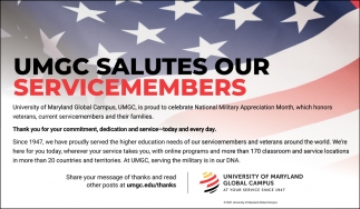 UMGC Salutes Our Servicemembers