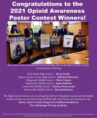 Congratulation To The 2021 Opioid Awareness Poster Contest Winners!