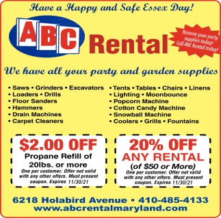20% OFF Any Rental