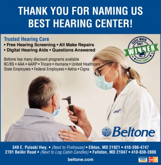 Thank You For Naming Us Best Hearing Center!