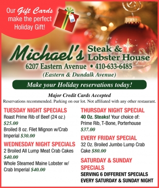 Make Your Holiday Reservations Today!