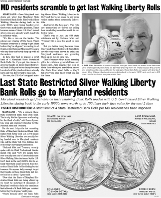 MD Residents Sramble To Get Last Walking Liberty Rolls