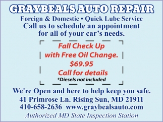 Fall Check Up With Free Oil Change