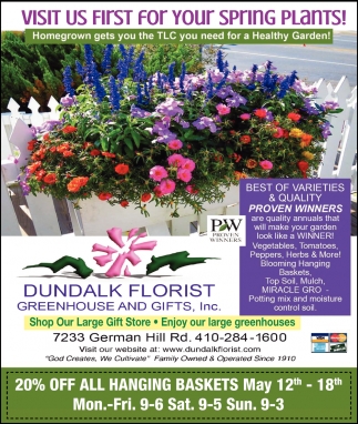 Visit Us First for Your Spring Plants!
