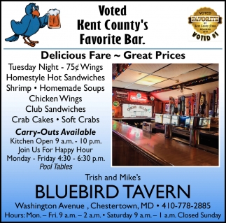 Voted Kent County's Favoite Bar