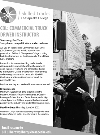 Commercial Truck Driver Instructor