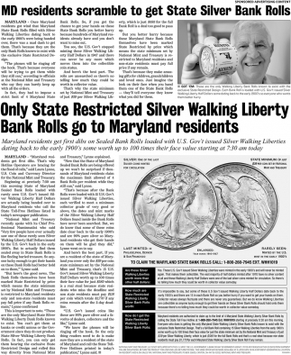 MD Residents Scramble To Get State Silver Bank Rolls